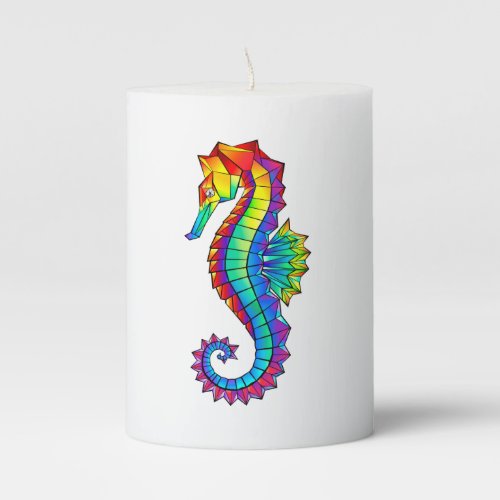 Rainbow Polygonal Seahorse Pillar Candle
