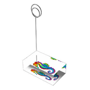 Rainbow Polygonal Seahorse Place Card Holder