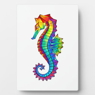 Rainbow Polygonal Seahorse Plaque