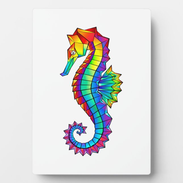 Rainbow Polygonal Seahorse Plaque (Front)