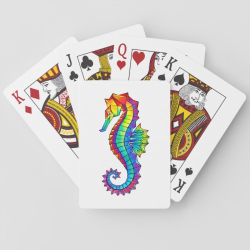 Rainbow Polygonal Seahorse Playing Cards