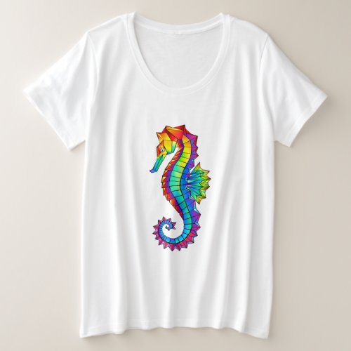 Rainbow Polygonal Seahorse Plus Size T_Shirt