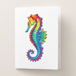 Rainbow Polygonal Seahorse Pocket Folder