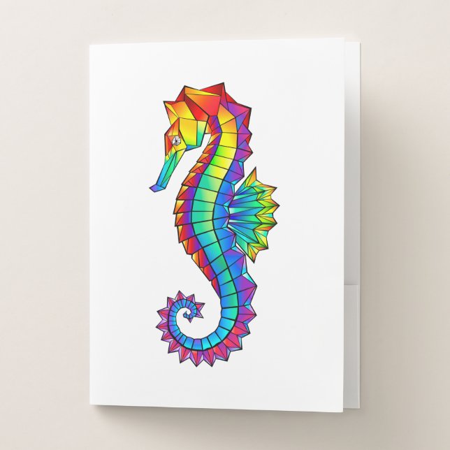 Rainbow Polygonal Seahorse Pocket Folder (Front)