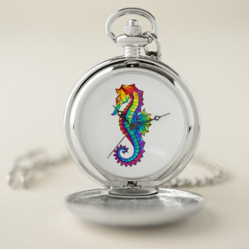 Rainbow Polygonal Seahorse Pocket Watch