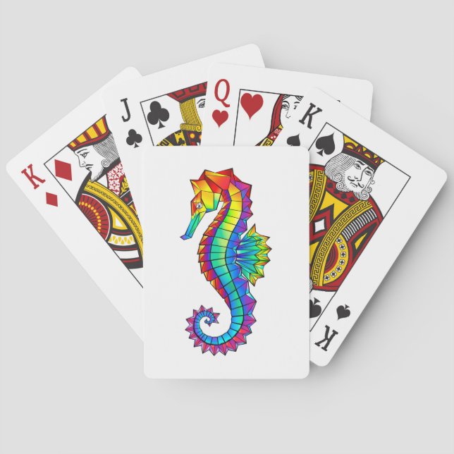 Rainbow Polygonal Seahorse Poker Cards (Back)