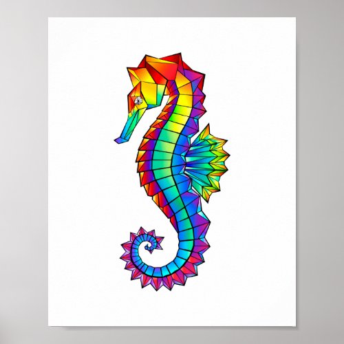 Rainbow Polygonal Seahorse Poster