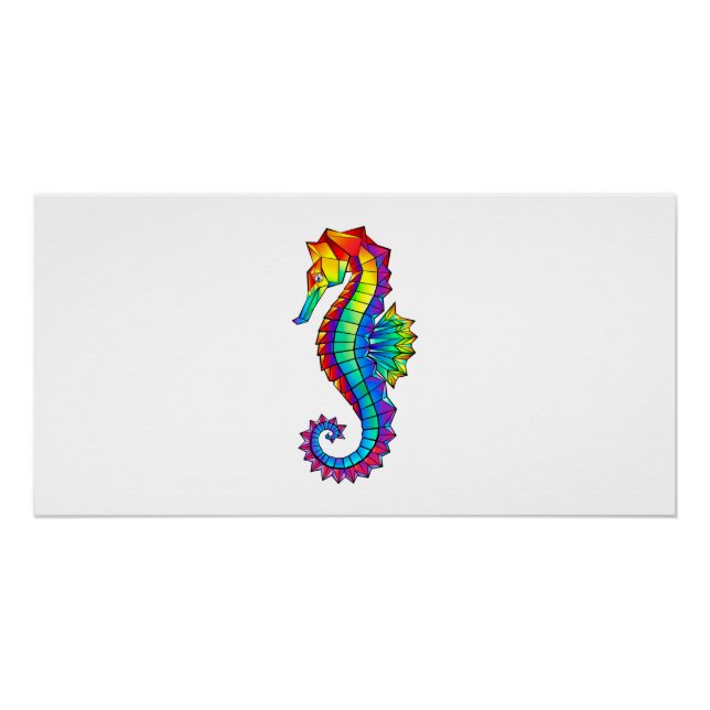 Rainbow Polygonal Seahorse Poster (Front)