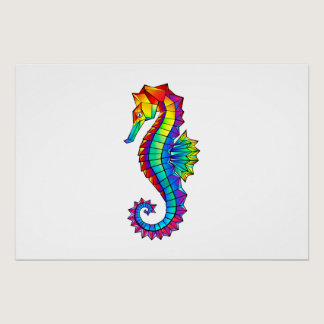 Rainbow Polygonal Seahorse Poster
