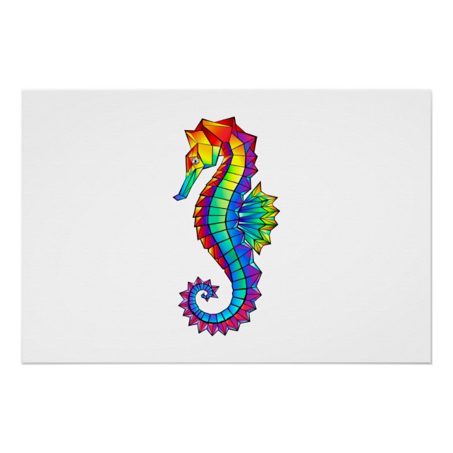 Rainbow Polygonal Seahorse Poster (Front)