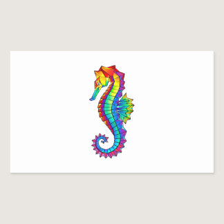 Rainbow Polygonal Seahorse Rectangular Sticker