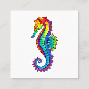 Rainbow Polygonal Seahorse Referral Card