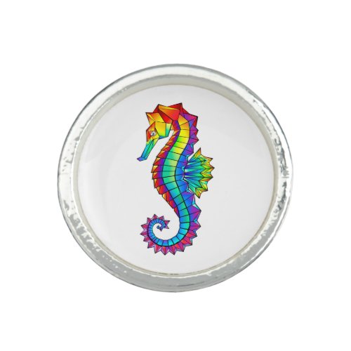 Rainbow Polygonal Seahorse Ring