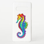 Rainbow Polygonal Seahorse Samsung Galaxy S10  Case<br><div class="desc">Artistically drawn,  bright,  rainbow,  polygonal seahorse on white background. Bright tattoo.</div>
