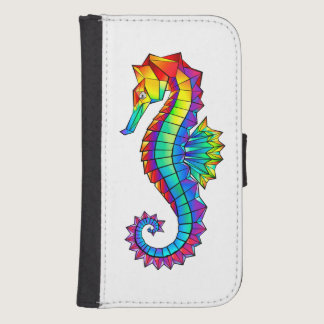 Rainbow Polygonal Seahorse Galaxy S4 Wallet Case