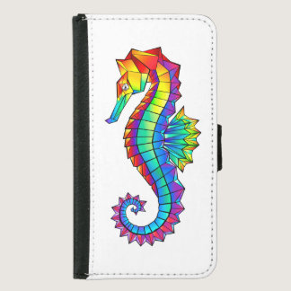 Rainbow Polygonal Seahorse Samsung Galaxy S5 Wallet Case