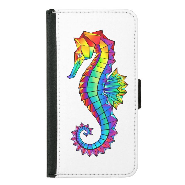 Rainbow Polygonal Seahorse Samsung Galaxy Wallet Case (Front)