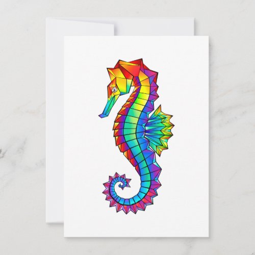 Rainbow Polygonal Seahorse Save The Date