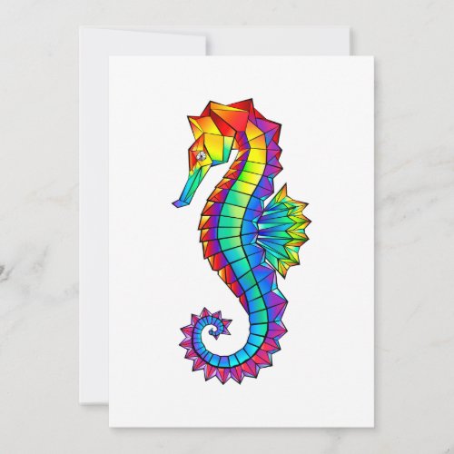 Rainbow Polygonal Seahorse Save The Date