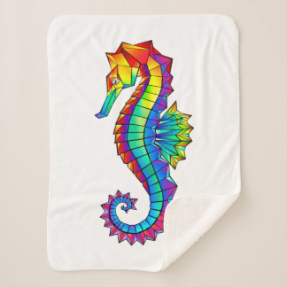Rainbow Polygonal Seahorse Sherpa Blanket