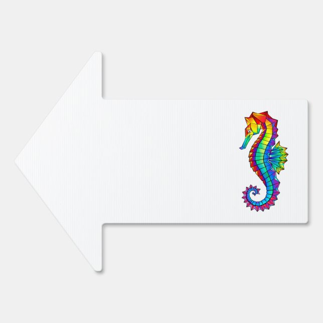 Rainbow Polygonal Seahorse Sign (Front)
