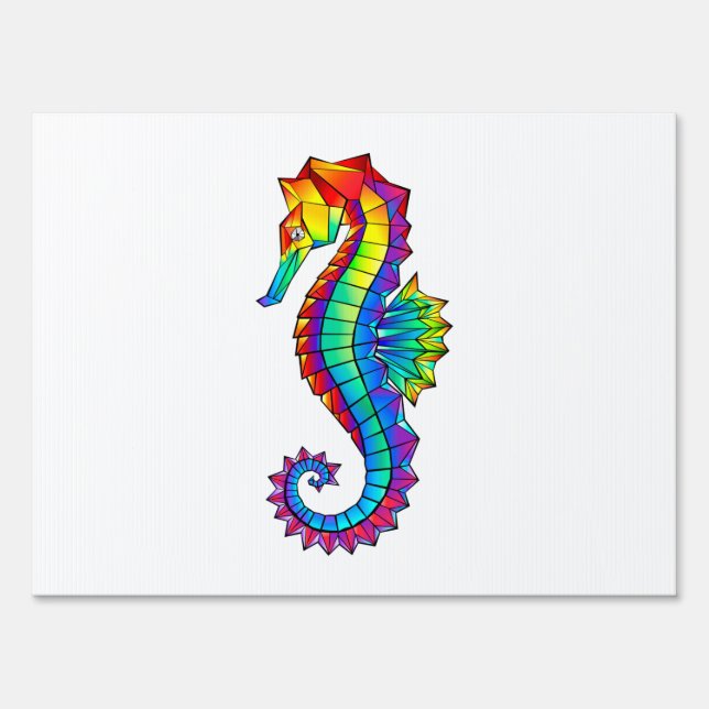 Rainbow Polygonal Seahorse Sign (Front)