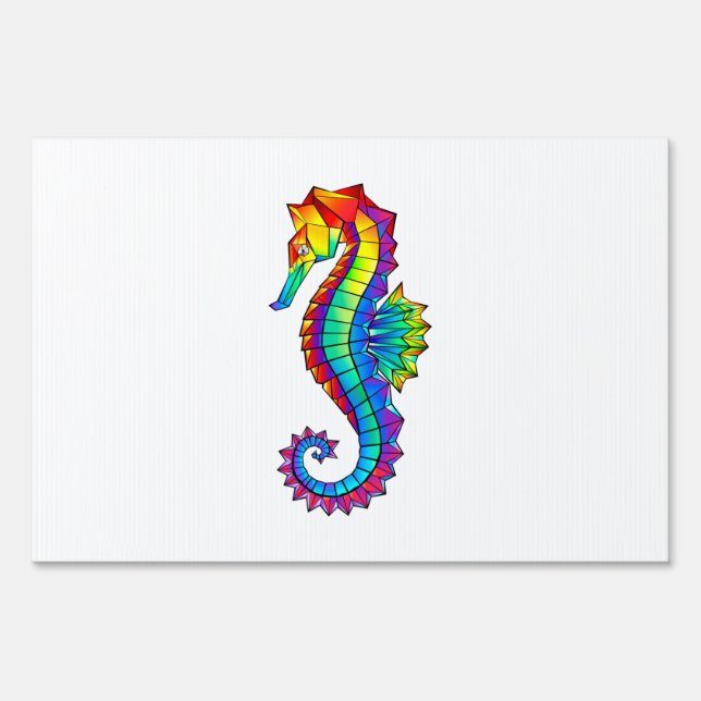 Rainbow Polygonal Seahorse Sign (Front)