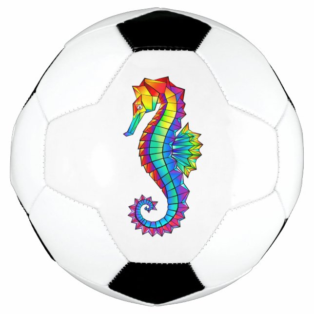 Rainbow Polygonal Seahorse Soccer Ball (Front)