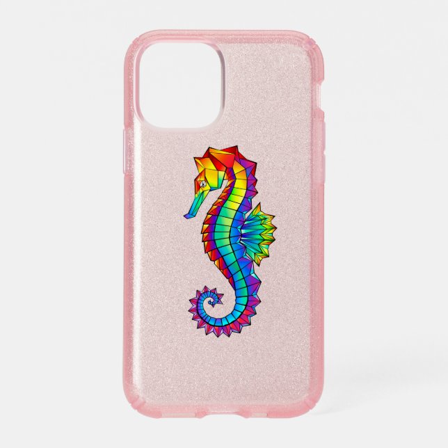 Rainbow Polygonal Seahorse Speck iPhone 11 Pro Case (Front)