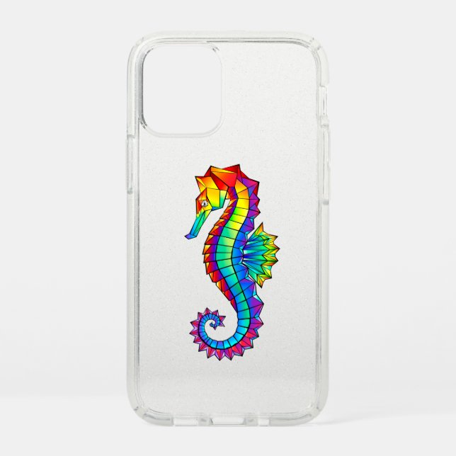 Rainbow Polygonal Seahorse Speck iPhone 12 Mini Case (Front)