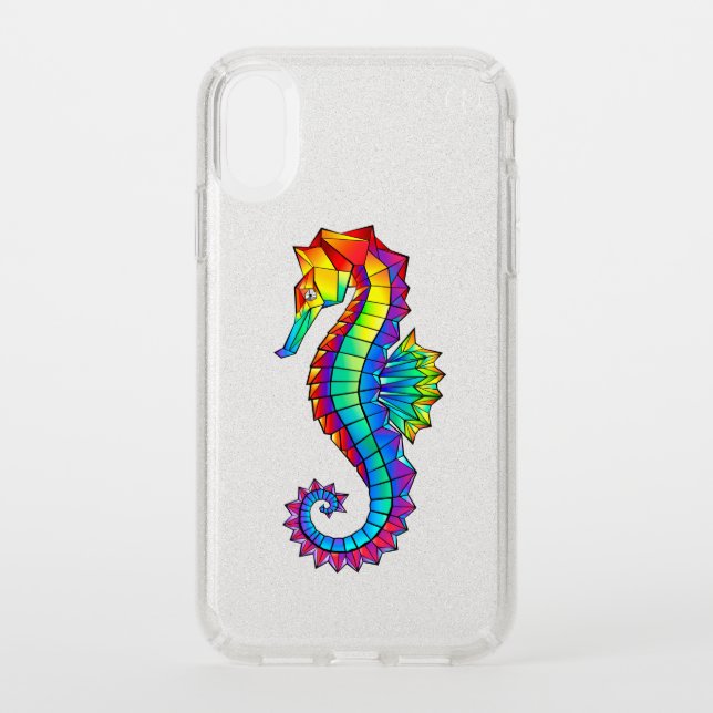 Rainbow Polygonal Seahorse Speck iPhone XR Case (Front)