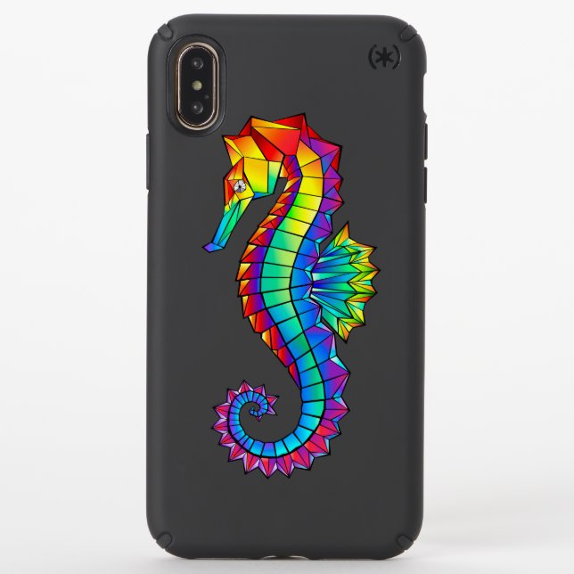 Rainbow Polygonal Seahorse Speck iPhone XS Max Case (Front)