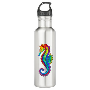 Rainbow Polygonal Seahorse Stainless Steel Water Bottle