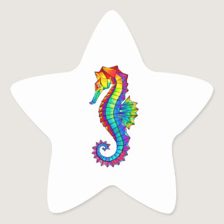 Rainbow Polygonal Seahorse Star Sticker