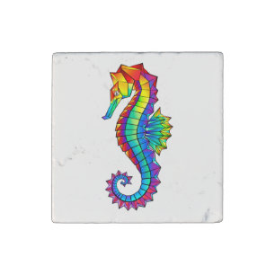 Rainbow Polygonal Seahorse Stone Magnet