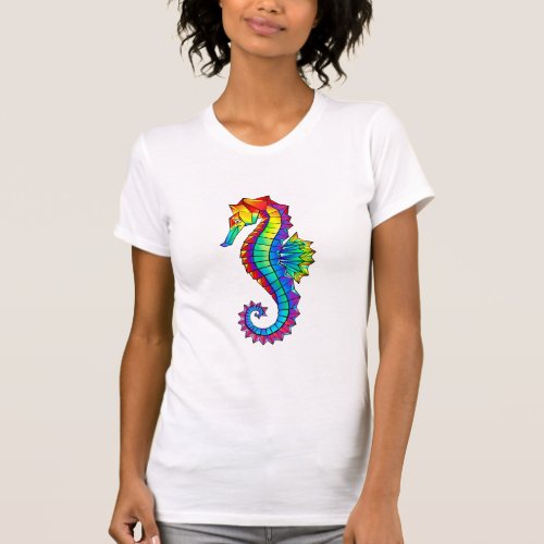 Rainbow Polygonal Seahorse T_Shirt