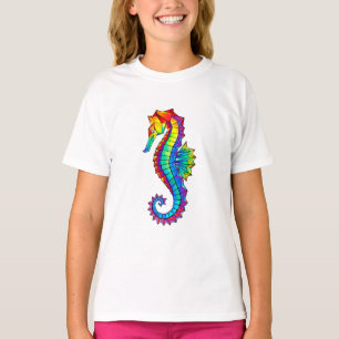 Rainbow Polygonal Seahorse T-Shirt