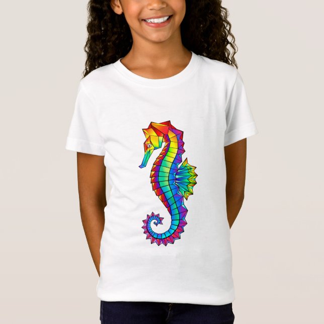 Rainbow Polygonal Seahorse T-Shirt (Front)