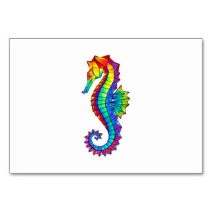 Rainbow Polygonal Seahorse Table Number