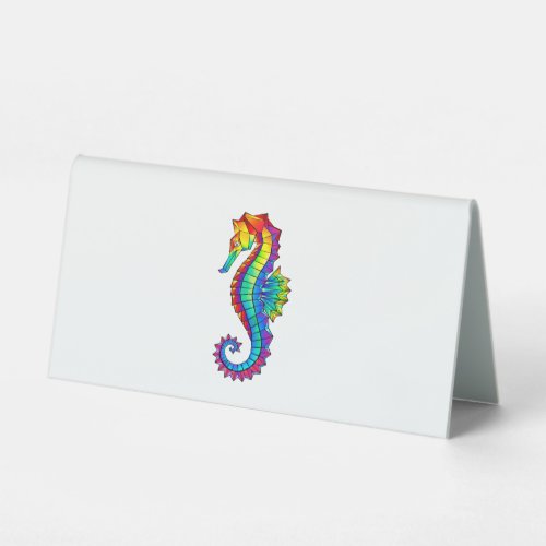 Rainbow Polygonal Seahorse Table Tent Sign