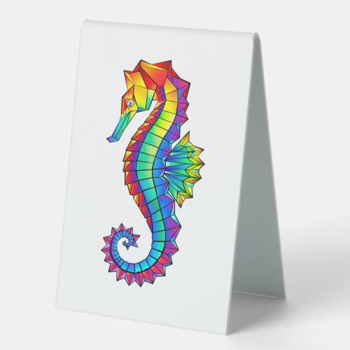 Rainbow Polygonal Seahorse Table Tent Sign