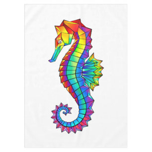 Rainbow Polygonal Seahorse Tablecloth