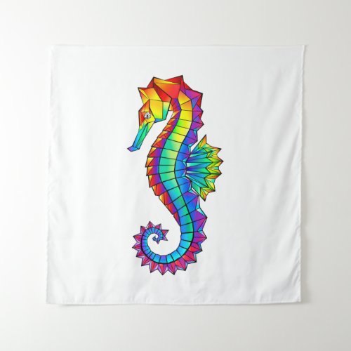 Rainbow Polygonal Seahorse Tapestry