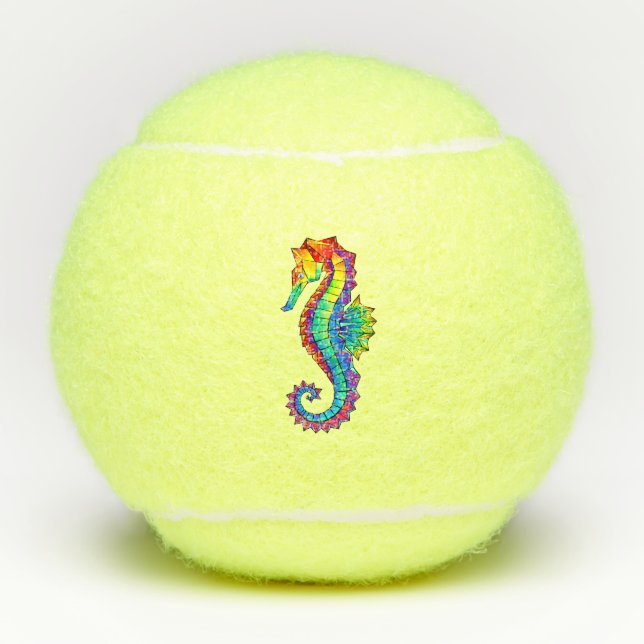 Rainbow Polygonal Seahorse Tennis Balls (Front)