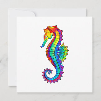 Rainbow Polygonal Seahorse Thank You Card