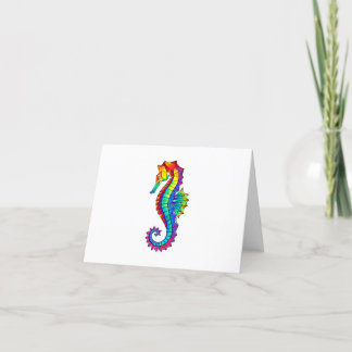 Rainbow Polygonal Seahorse Thank You Card
