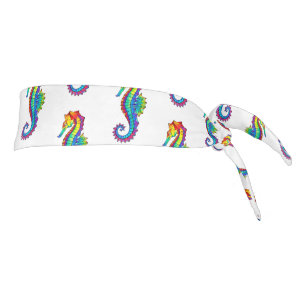Rainbow Polygonal Seahorse Tie Headband