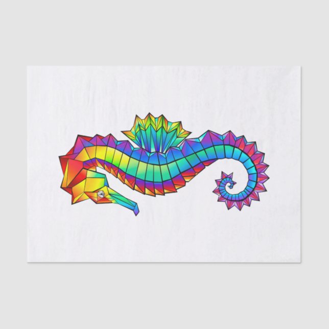 Rainbow Polygonal Seahorse Tissue Paper (Front)