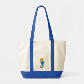 Rainbow Polygonal Seahorse Tote Bag