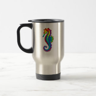 Rainbow Polygonal Seahorse Travel Mug